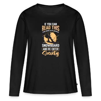 Snowboard Sport Winterurlaub - Frauen Premium Bio Langarmshirt - Schwarz - Vorne - Julia (174cm)