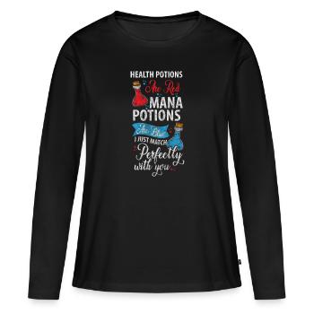Alchemie Zeichen Weisheit - Frauen Premium Bio Langarmshirt - Schwarz - Vorne - Julia (174cm)