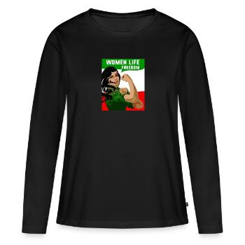 women life freedom,iran,free women, free iran,frau - Frauen Premium Bio Langarmshirt - Schwarz - Vorne - Julia (174cm)