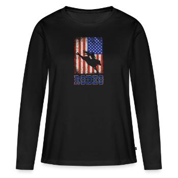 Rodéo - T-shirt manches longues Premium bio Femme - noir - Devant - Julia (174cm)