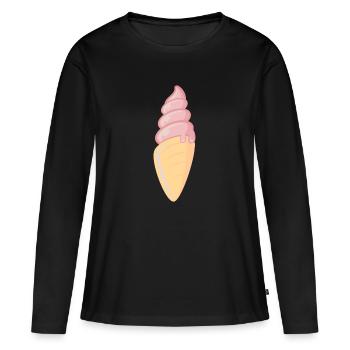 Ice Cream / Eiscreme / Softeis - Frauen Premium Bio Langarmshirt - Schwarz - Vorne - Julia (174cm)