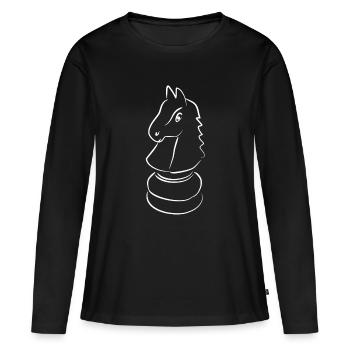 schach springer - Frauen Premium Bio Langarmshirt - Schwarz - Vorne - Julia (174cm)