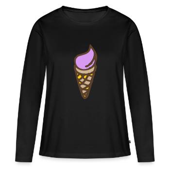 Eis - Softeis - Frauen Premium Bio Langarmshirt - Schwarz - Vorne - Julia (174cm)