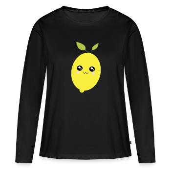Citron Kawaii Fruits Kawaii Fruit Kawaii - T-shirt manches longues Premium bio Femme - noir - Devant - Julia (174cm)