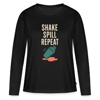 Shaker Stuck Mixologue débutant - T-shirt manches longues Premium bio Femme - noir - Devant - Julia (174cm)