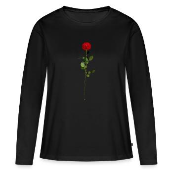 Flower rose red rose - Women's Premium Organic Long Sleeve Shirt - black - Front - Julia (174cm)