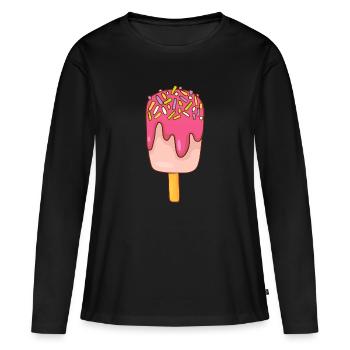 Crème glacée, crème glacée, crème glacée, crème glacée, boule, crème glacée, sundae - T-shirt manches longues Premium bio Femme - noir - Devant - Julia (174cm)