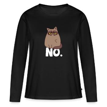 Chat grincheux - T-shirt manches longues Premium bio Femme - noir - Devant - Julia (174cm)