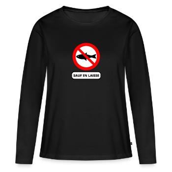 poisson interdit - T-shirt manches longues Premium bio Femme - noir - Devant - Julia (174cm)