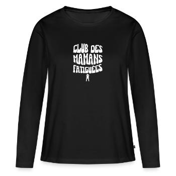 club des mamans fatiguées - T-shirt manches longues Premium bio Femme - noir - Devant - Julia (174cm)