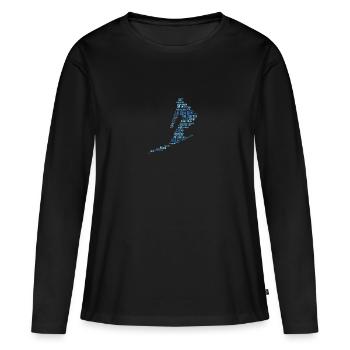 Skigebiete, Wortwolke, Skifahrer - Frauen Premium Bio Langarmshirt - Schwarz - Vorne - Julia (174cm)