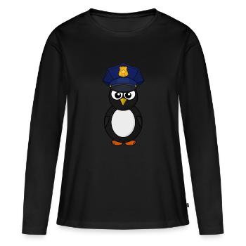 Pipi Pinguin Polizei - Orange - Frauen Premium Bio Langarmshirt - Schwarz - Vorne - Julia (174cm)