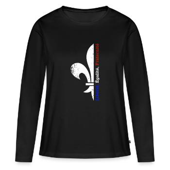 Liberté Égalité Fraternité - T-shirt manches longues Premium bio Femme - noir - Devant - Julia (174cm)