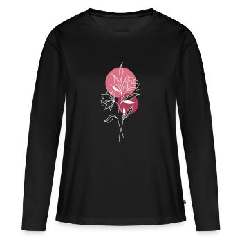 Blumen grafisch - Frauen Premium Bio Langarmshirt - Schwarz - Vorne - Julia (174cm)