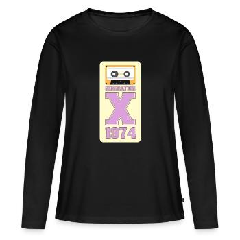 1974 Génération Folk - T-shirt manches longues Premium bio Femme - noir - Devant - Julia (174cm)