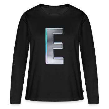 Chrome ,, E " Métallisé - T-shirt manches longues Premium bio Femme - noir - Devant - Julia (174cm)