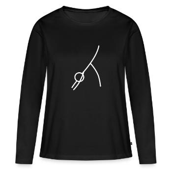 Exercice de yoga - T-shirt manches longues Premium bio Femme - noir - Devant - Julia (174cm)