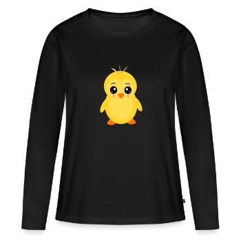 Kawaii Chibi Kawaii Duck Kawaii Manga - T-shirt manches longues Premium bio Femme - noir - Devant - Julia (174cm)