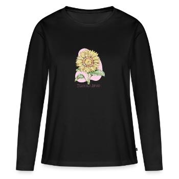 Sonnenblume gewöhnliche botanische Zeichnung - Frauen Premium Bio Langarmshirt - Schwarz - Vorne - Julia (174cm)