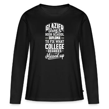 Vitrier Window Fitter Pun - T-shirt manches longues Premium bio Femme - noir - Devant - Julia (174cm)