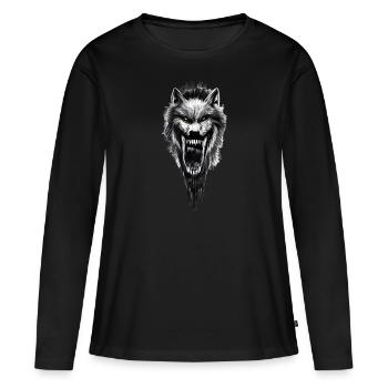Werwolf gruselig Horror - Frauen Premium Bio Langarmshirt - Schwarz - Vorne - Julia (174cm)