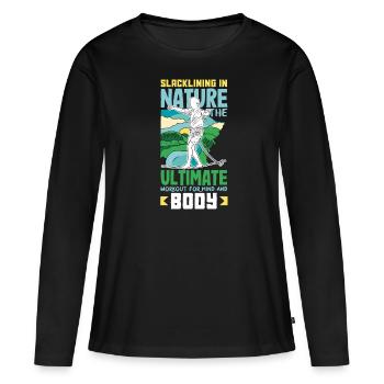 Slacklining in nature the ultimate workout for - Women's Premium Organic Long Sleeve Shirt - black - Front - Julia (174cm)