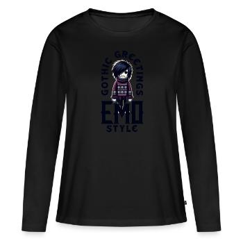 Salutations gothiques dans l’esthétique emocore de style emo - T-shirt manches longues Premium bio Femme - noir - Devant - Julia (174cm)