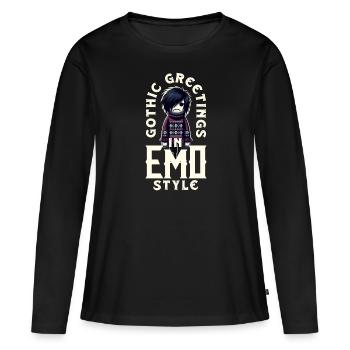 Salutations gothiques dans l’esthétique emocore de style emo - T-shirt manches longues Premium bio Femme - noir - Devant - Julia (174cm)