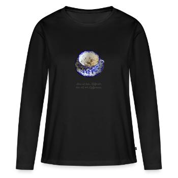 Marc de café - T-shirt manches longues Premium bio Femme - noir - Devant - Julia (174cm)