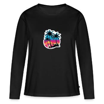Palm tree beach sunset. - Women's Premium Organic Long Sleeve Shirt - black - Front - Julia (174cm)