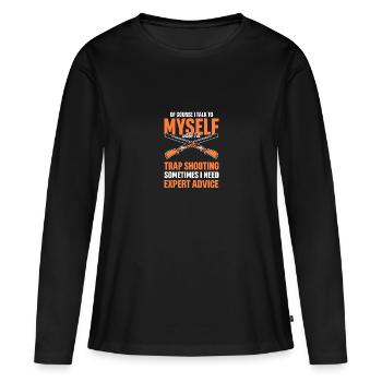 Clay Sport Tontauben Schießsport Trapshooting - Frauen Premium Bio Langarmshirt - Schwarz - Vorne - Julia (174cm)