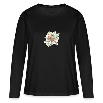 Petit oiseau - dessin - T-shirt manches longues Premium bio Femme - noir - Devant - Julia (174cm)