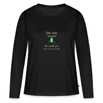 Un vrai vaudois - T-shirt manches longues Premium bio Femme - noir - Devant - Julia (174cm)