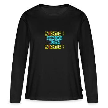 wichtig unglaublich wichtig schablone gelb - Frauen Premium Bio Langarmshirt - Schwarz - Vorne - Julia (174cm)