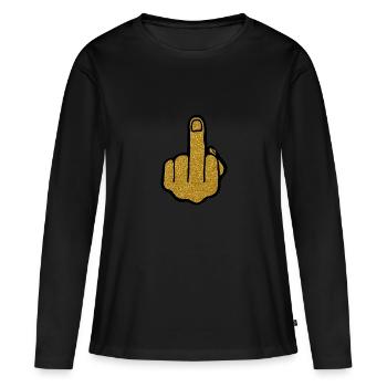 Golden Finger - T-shirt manches longues Premium bio Femme - noir - Devant - Julia (174cm)