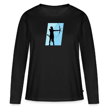 Bogen Schießsport Bogen - Frauen Premium Bio Langarmshirt - Schwarz - Vorne - Julia (174cm)