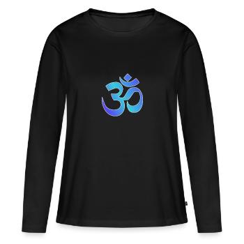 OM - T-shirt manches longues Premium bio Femme - noir - Devant - Julia (174cm)