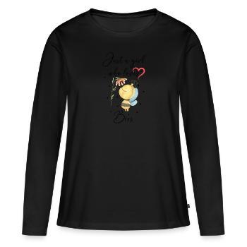 Frau Mädchen Liebe Herz Biene - Frauen Premium Bio Langarmshirt - Schwarz - Vorne - Julia (174cm)
