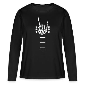 Hardrock Rock’n’Roll Gitarre Gitarrist Skull Bones - Frauen Premium Bio Langarmshirt - Schwarz - Vorne - Julia (174cm)