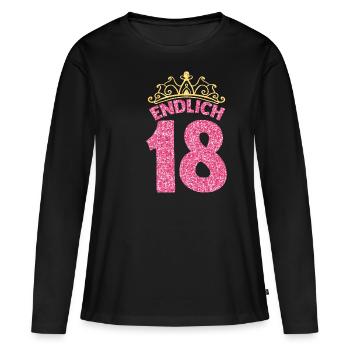 18. Geburtstag Prinzessin Princess Königin Geburts - Frauen Premium Bio Langarmshirt - Schwarz - Vorne - Julia (174cm)