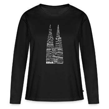 Kölner Dom Köln Design - Frauen Premium Bio Langarmshirt - Schwarz - Vorne - Julia (174cm)