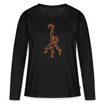 Ligne géométrique de singe - T-shirt manches longues Premium bio Femme - noir - Devant - Julia (174cm)