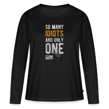 sarcasme, travail, bureau, partenaire - T-shirt manches longues Premium bio Femme - noir - Devant - Julia (174cm)
