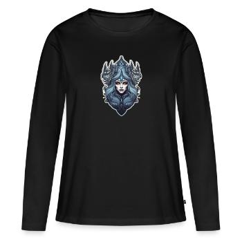 Goth Fille Gothique Mystique Bleu Mystérieux - T-shirt manches longues Premium bio Femme - noir - Devant - Julia (174cm)