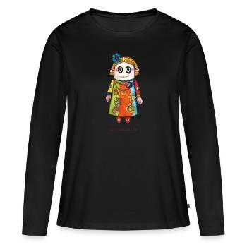 Vauda die Puppe - Frauen Premium Bio Langarmshirt - Schwarz - Vorne - Julia (174cm)