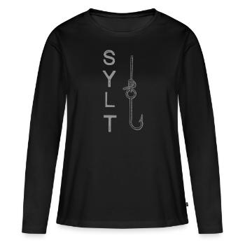 Sylt - T-shirt manches longues Premium bio Femme - noir - Devant - Julia (174cm)