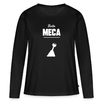Boîte meca - T-shirt manches longues Premium bio Femme - noir - Devant - Julia (174cm)