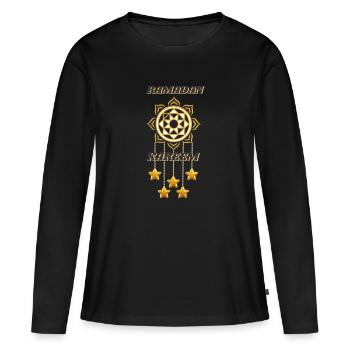 Ramadan Kareem Mandala Dorée - T-shirt manches longues Premium bio Femme - noir - Devant - Julia (174cm)