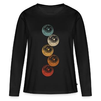 Quilles de bowling Vintage Graphique avec des boules de bowling - T-shirt manches longues Premium bio Femme - noir - Devant - Julia (174cm)