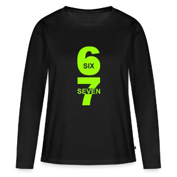 Six Seven - 67 - Faute de frappe - Mème - Basket - 6-7 - T-shirt manches longues Premium bio Femme - noir - Devant - Julia (174cm)